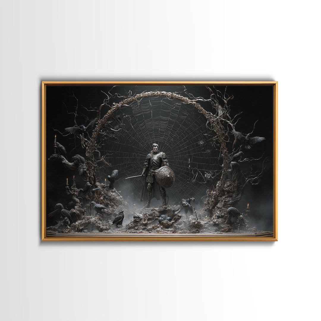 The Spider Knight, Baroque Witchcraft Art, Landscape Wall Art, Dark Halloween Decor, Canvas Print, Halloween Wall Art, Macabre Wall Art