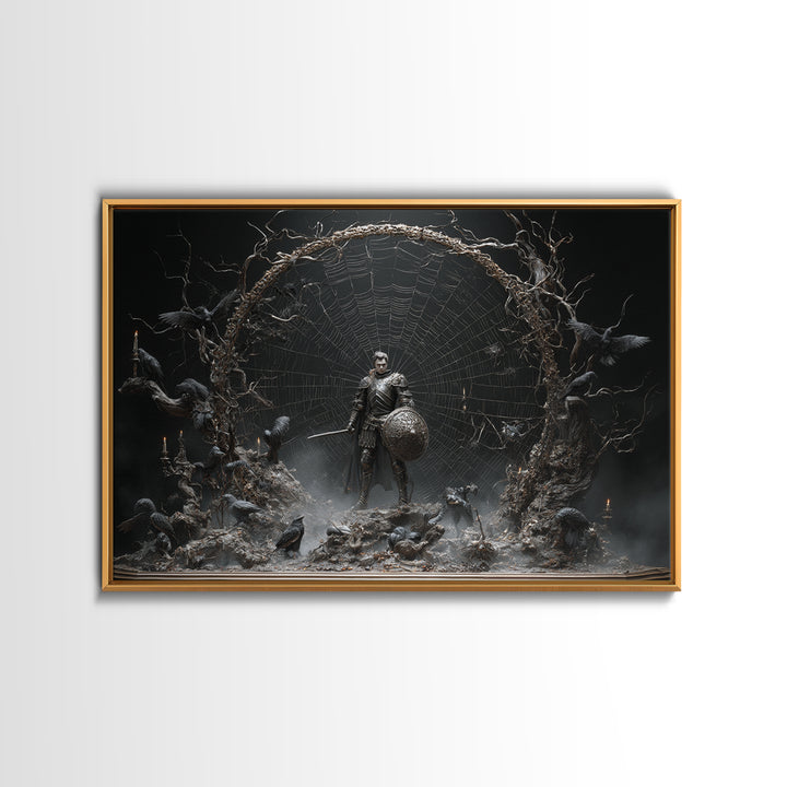The Spider Knight, Baroque Witchcraft Art, Landscape Wall Art, Dark Halloween Decor, Canvas Print, Halloween Wall Art, Macabre Wall Art