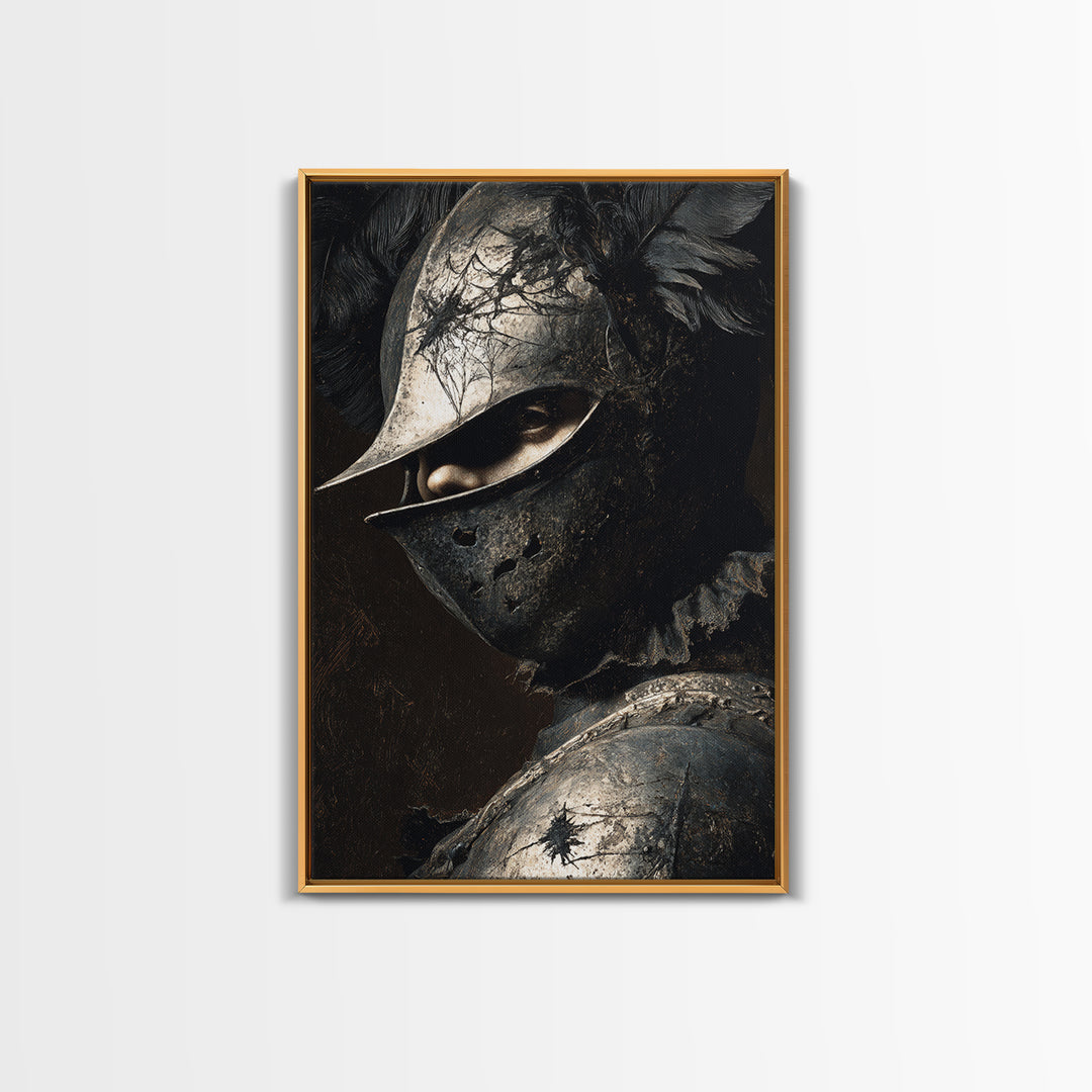 The Spider Knight, Dark Romantic Horror Art, Vertical Wall Art, Macabre Wall Art, Framed Canvas Print, Halloween Wall Art