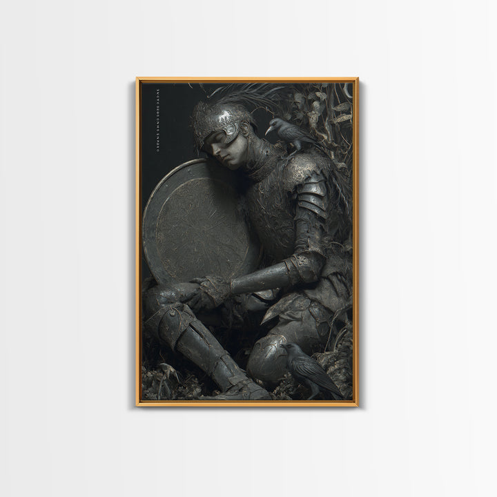 The Spider Knight, Gothic Nightmare Art, Vertical Wall Art, Macabre Wall Art, Framed Canvas Print, Halloween Wall Art