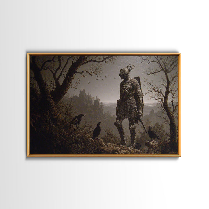 The Spider Knight, Romantic Gothic Landscape, Landscape Wall Art, Dark Halloween Decor, Canvas Print, Halloween Wall Art