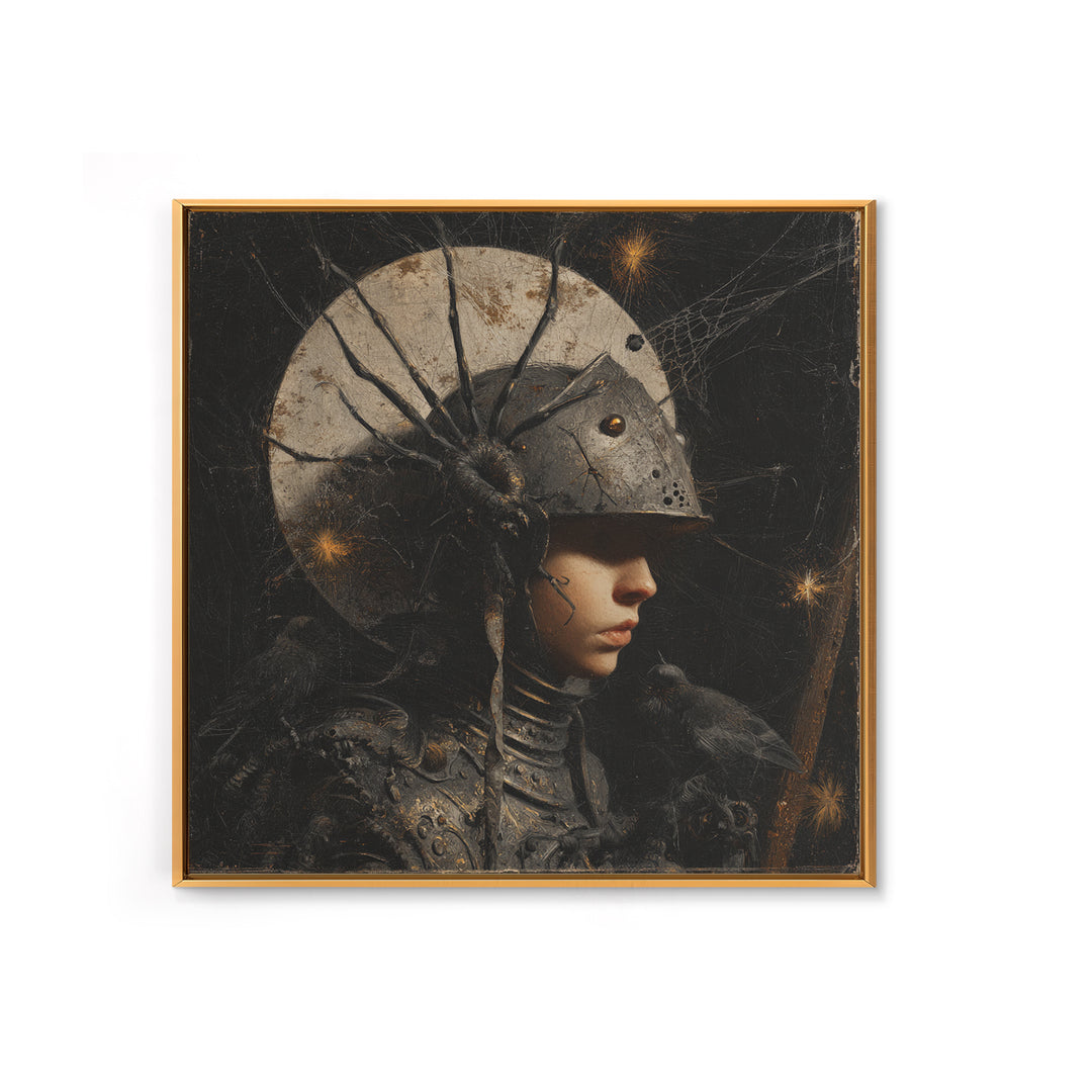 The Spider Knight, Symbolist Dream Art, Square Wall Art, Dark Fantasy Wall Art, Canvas Print, Halloween Wall Art, Halloween Decor