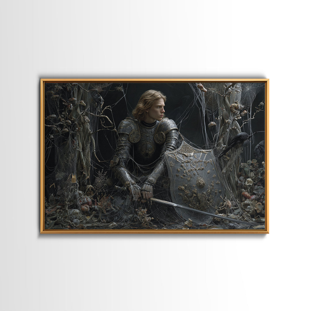 The Spider Knight, Symbolist Gothic Landscape, Landscape Wall Art, Gothic Horror Wall Art, Canvas Print, Halloween Wall Art