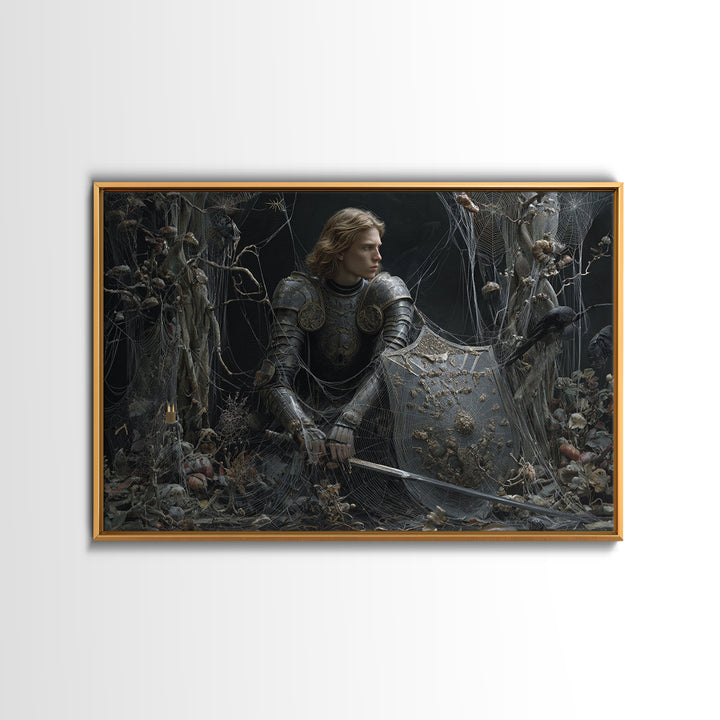 The Spider Knight, Symbolist Gothic Landscape, Landscape Wall Art, Gothic Horror Wall Art, Canvas Print, Halloween Wall Art