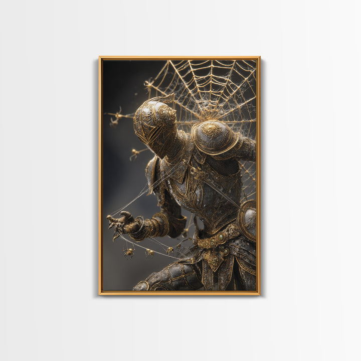 The Spider Knight, Ornate Symbolist Art, Vertical Wall Art, Macabre Wall Art, Canvas Print, Halloween Wall Art, Halloween Decor