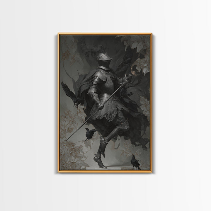 The Spider Knight, Decadent Gothic Art, Vertical Wall Art, Dark Fantasy Wall Art, Framed Canvas Print, Halloween Wall Art