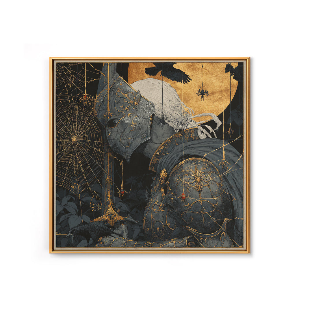 The Spider Knight, Symbolist Etching Art, Square Wall Art, Macabre Wall Art, Canvas Print, Halloween Wall Art, Halloween Decor