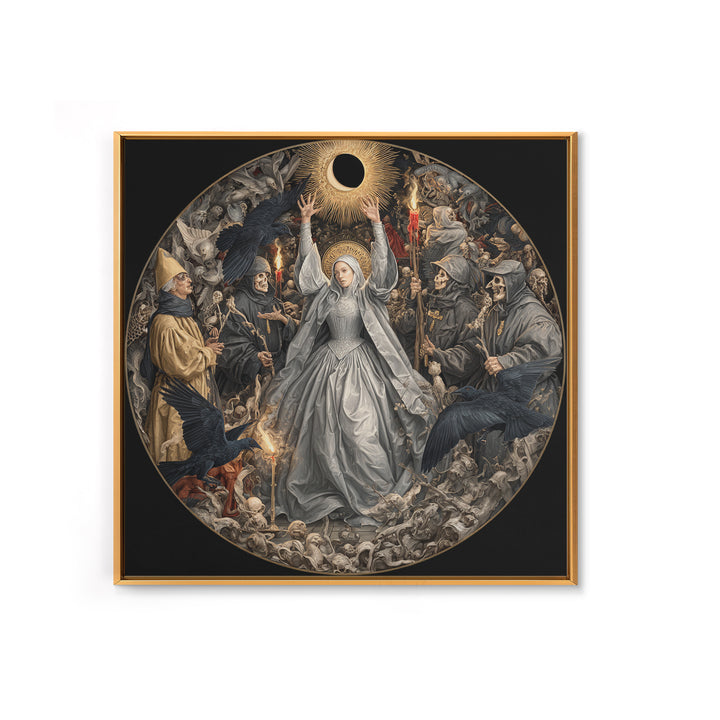 The Moon Priestess, Danse Macabre Art, Square Wall Art, Dark Halloween Decor, Framed Canvas Print, Halloween Wall Art