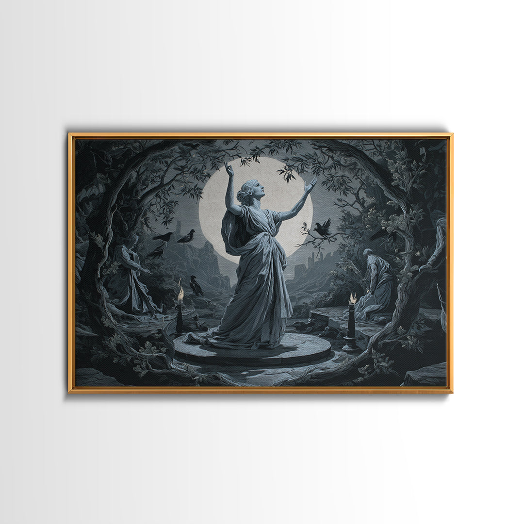 The Moon Priestess, Romantic Gothic Landscape, Landscape Wall Art, Macabre Wall Art, Canvas Print, Halloween Wall Art