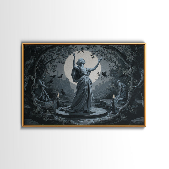 The Moon Priestess, Romantic Gothic Landscape, Landscape Wall Art, Macabre Wall Art, Canvas Print, Halloween Wall Art