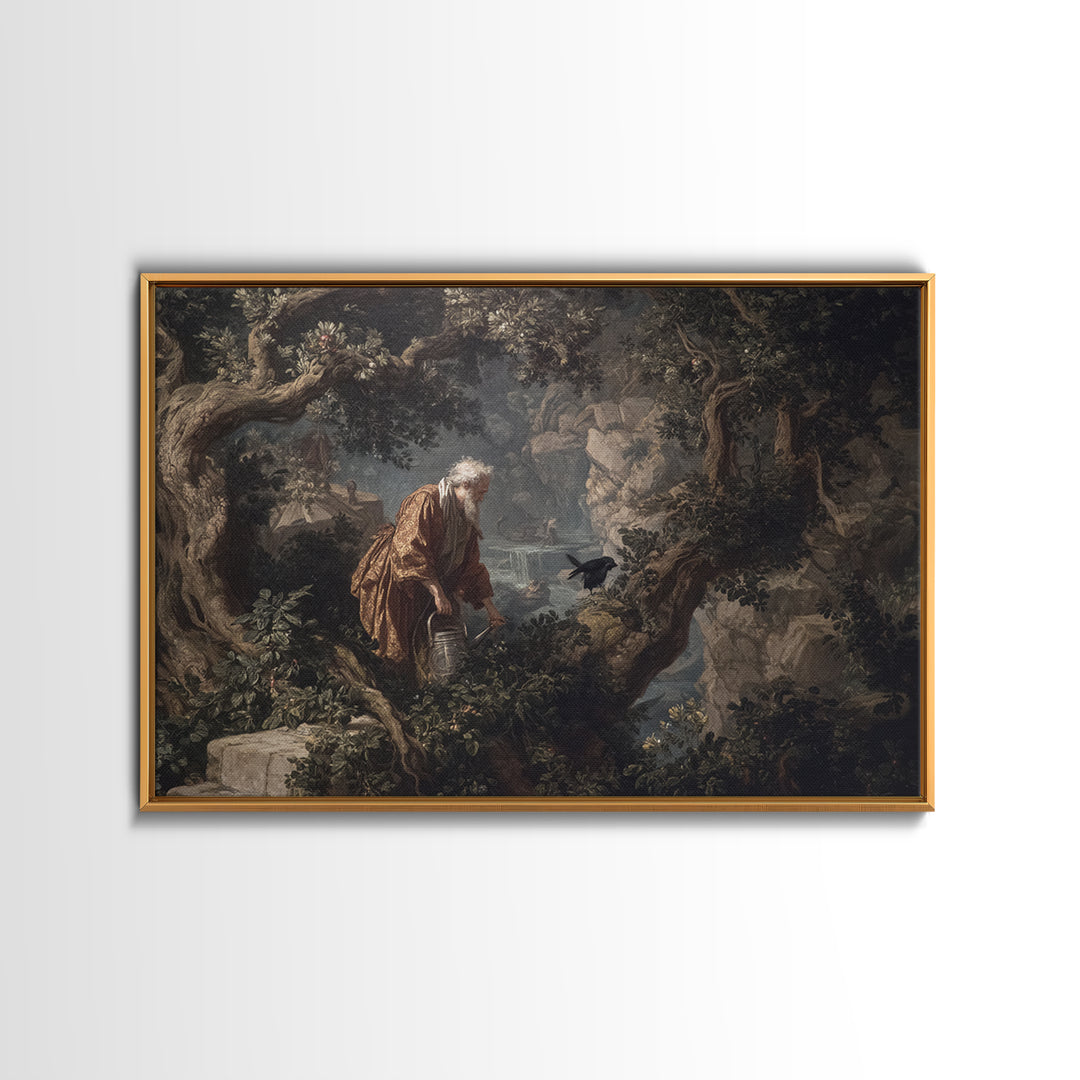 The Graveyard Gardener, Baroque Witchcraft Art, Landscape Wall Art, Macabre Wall Art, Framed Canvas Print, Halloween Wall Art