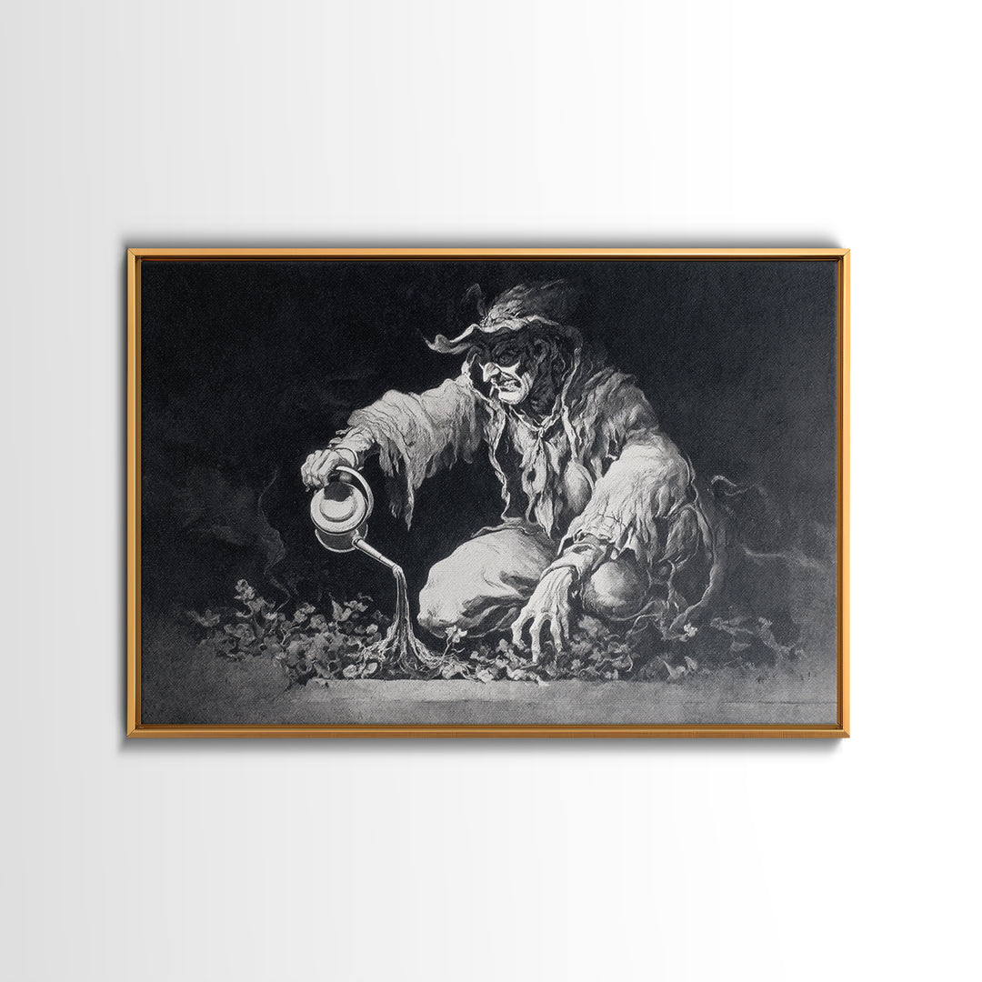 The Graveyard Gardener, Dark Romantic Horror Art, Landscape Wall Art, Macabre Wall Art, Canvas Print, Halloween Wall Art, Halloween Decor