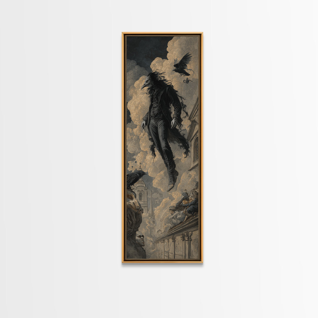 The Crow-Masked Assassin, Gothic Nightmare Art, Tall Narrow Wall Art, Dark Fantasy Wall Art, Canvas Print, Halloween Wall Art
