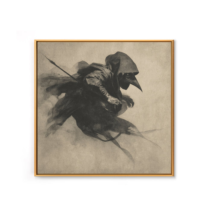 The Crow-Masked Assassin, Symbolist Dream Art, Square Wall Art, Gothic Horror Wall Art, Framed Canvas Print, Halloween Wall Art