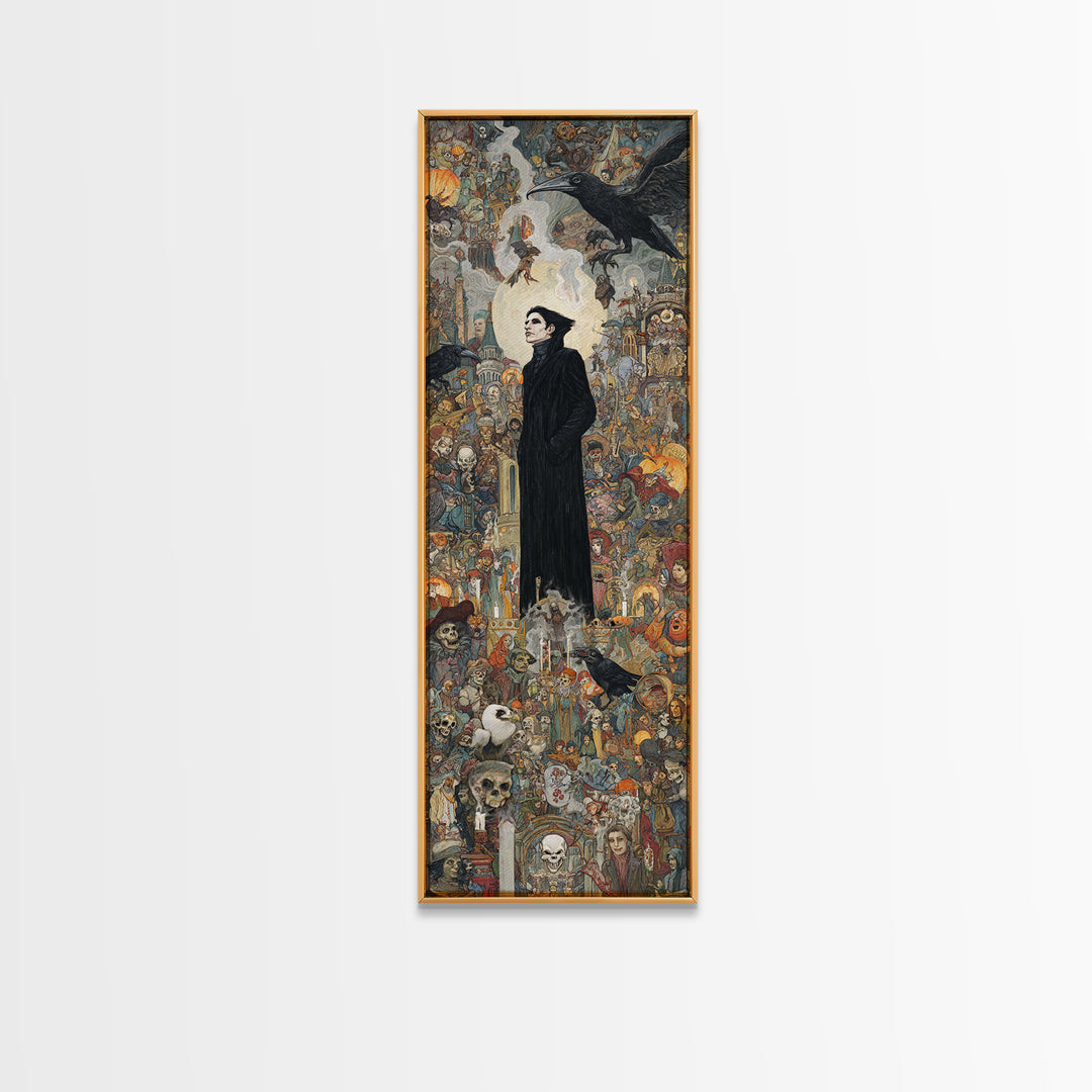 The Crow-Masked Assassin, Grotesque Carnival Art, Tall Narrow Wall Art, Gothic Horror Wall Art, Canvas Print, Halloween Wall Art