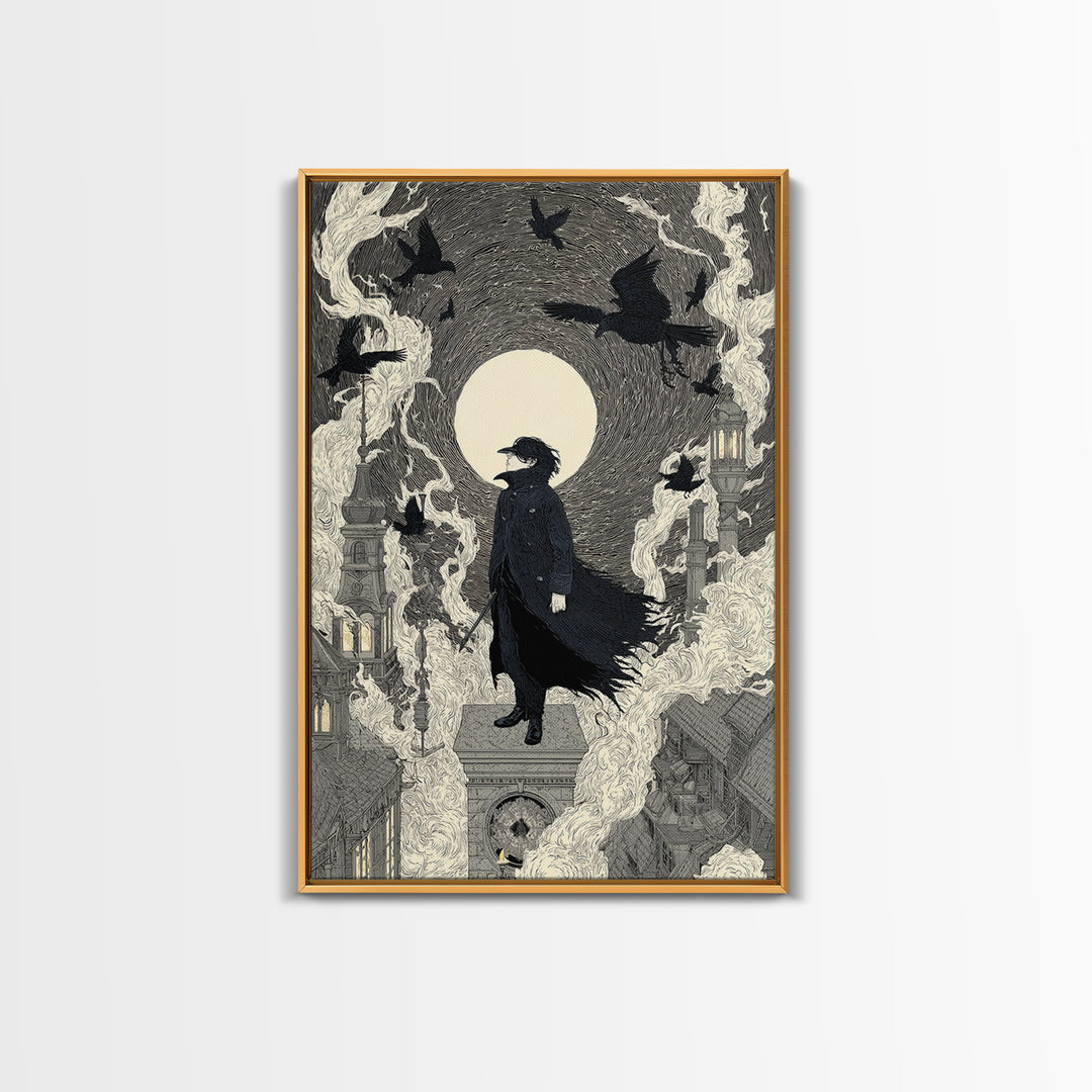 The Crow-Masked Assassin, Victorian Macabre Art, Vertical Wall Art, Macabre Wall Art, Canvas Print, Halloween Wall Art