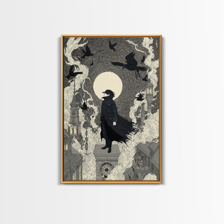 The Crow-Masked Assassin, Victorian Macabre Art, Vertical Wall Art, Macabre Wall Art, Canvas Print, Halloween Wall Art