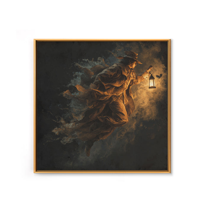The Lantern Mage, Baroque Witchcraft Art, Square Wall Art, Dark Halloween Decor, Canvas Print, Halloween Wall Art, Statement Wall Art