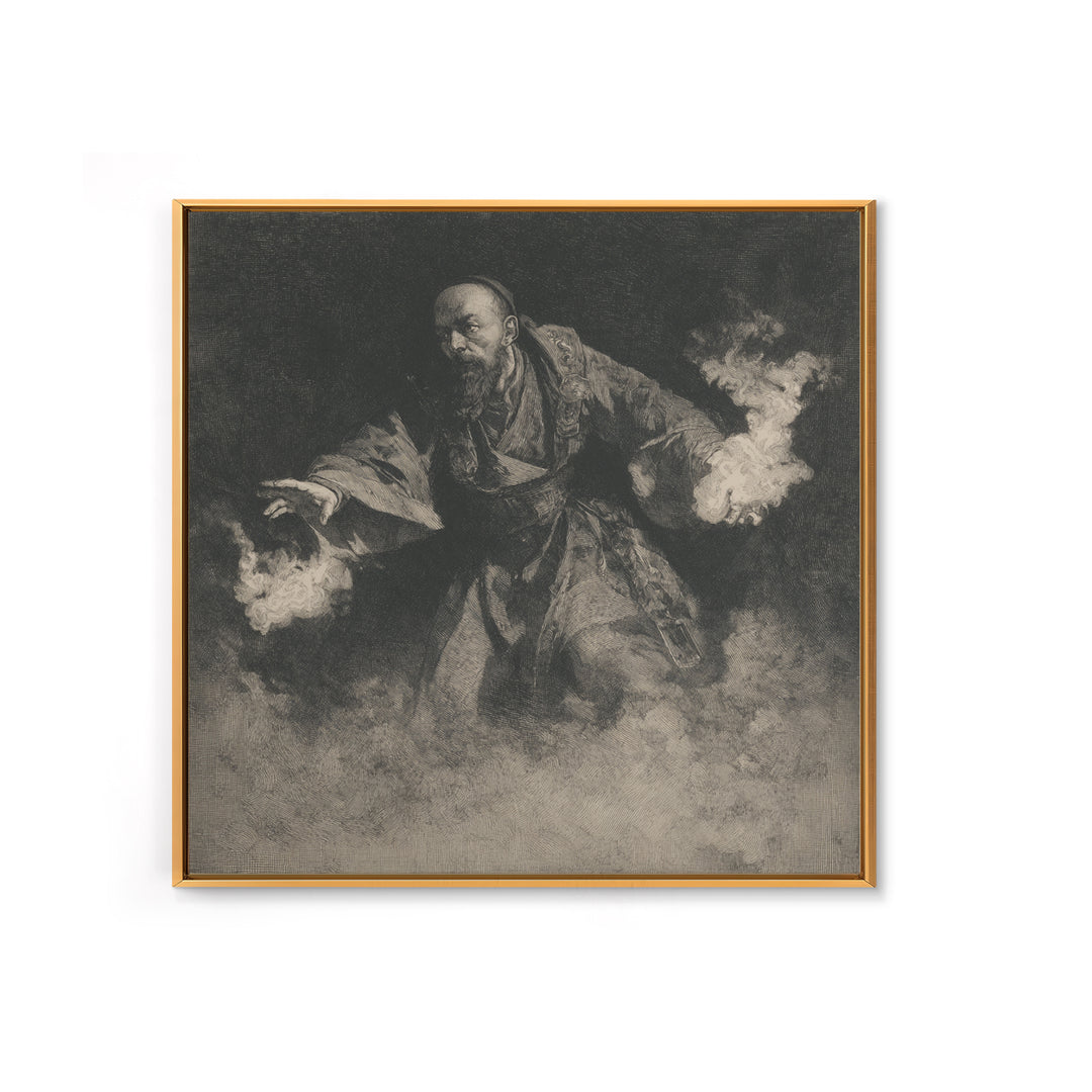 The Lantern Mage, Symbolist Dream Art, Square Wall Art, Dark Halloween Decor, Canvas Print, Halloween Wall Art, Dark Fantasy Art