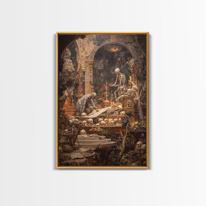 The Bone Sculptor, Ornate Symbolist Art, Vertical Wall Art, Dark Halloween Decor, Canvas Print, Halloween Wall Art, Spooky Wall Decor