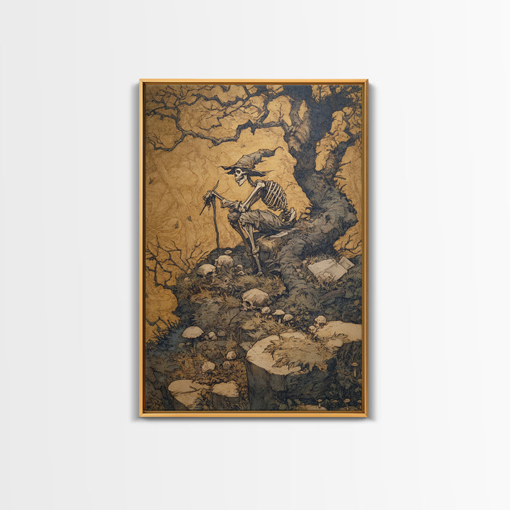 The Bone Sculptor, Gothic Storybook Art, Vertical Wall Art, Macabre Wall Art, Canvas Print, Halloween Wall Art, Dark Fantasy Art