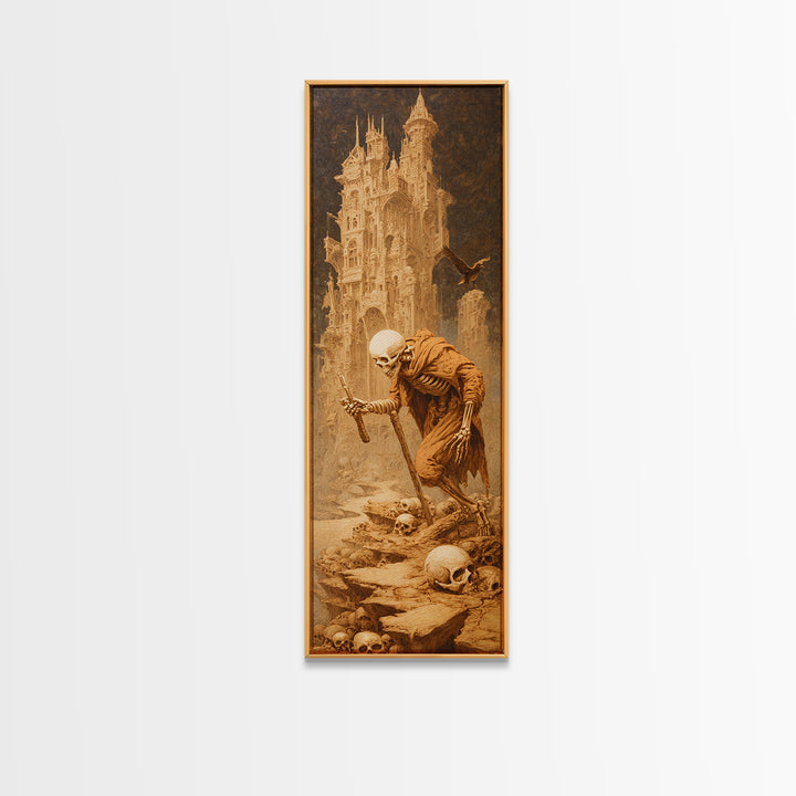 The Bone Sculptor, Surreal Apocalyptic Art, Tall Narrow Wall Art, Gothic Horror Wall Art, Canvas Print, Halloween Wall Art
