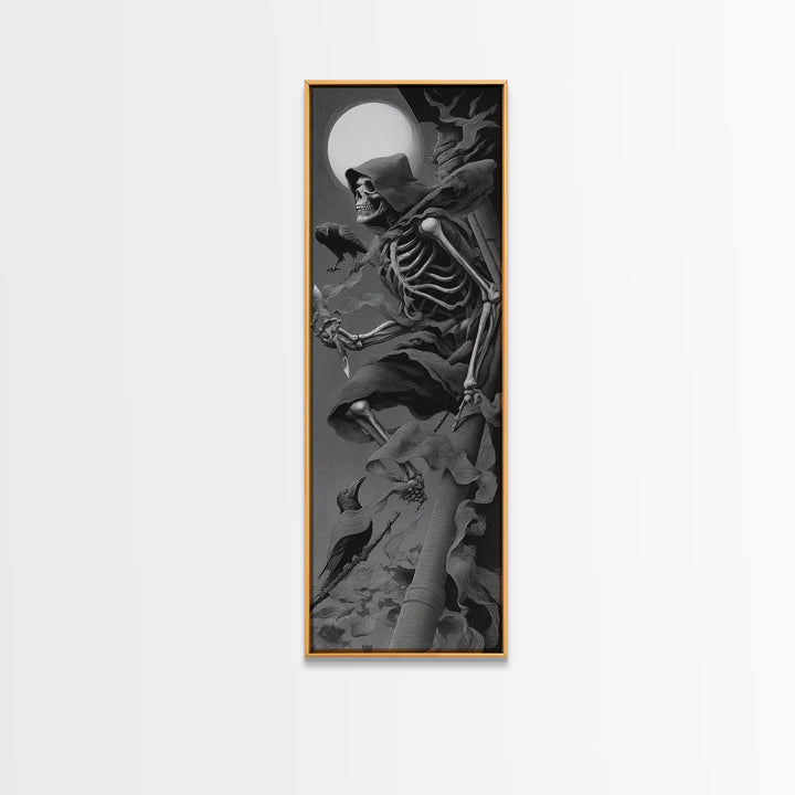 The Bone Sculptor, Biomechanical Horror Art, Tall Narrow Wall Art, Dark Fantasy Wall Art, Canvas Print, Halloween Wall Art