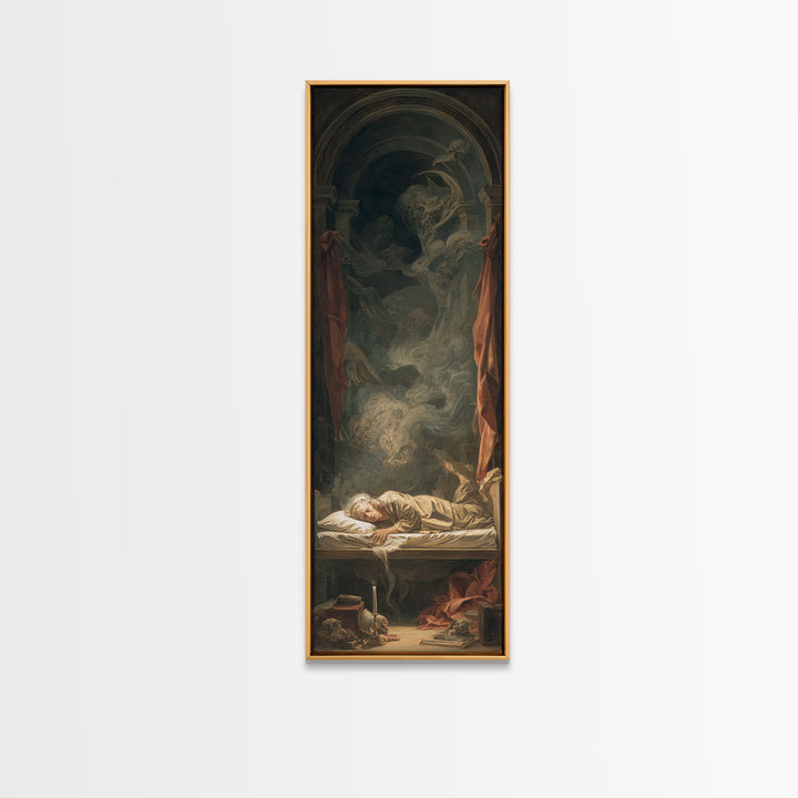 The Dream Eater, Gothic Nightmare Art, Tall Narrow Wall Art, Macabre Wall Art, Framed Canvas Print, Halloween Wall Art