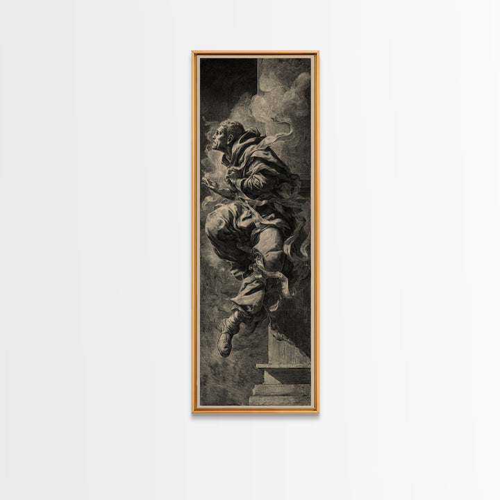 The Dream Eater, Architectural Etching Art, Tall Narrow Wall Art, Dark Fantasy Wall Art, Canvas Print, Halloween Wall Art