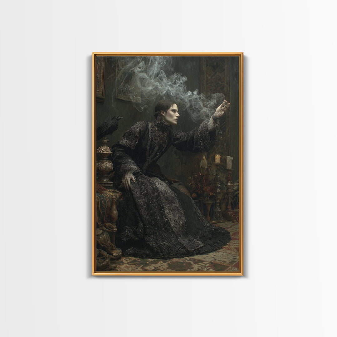 The Dream Eater, Ornate Symbolist Art, Vertical Wall Art, Dark Halloween Decor, Framed Canvas Print, Halloween Wall Art