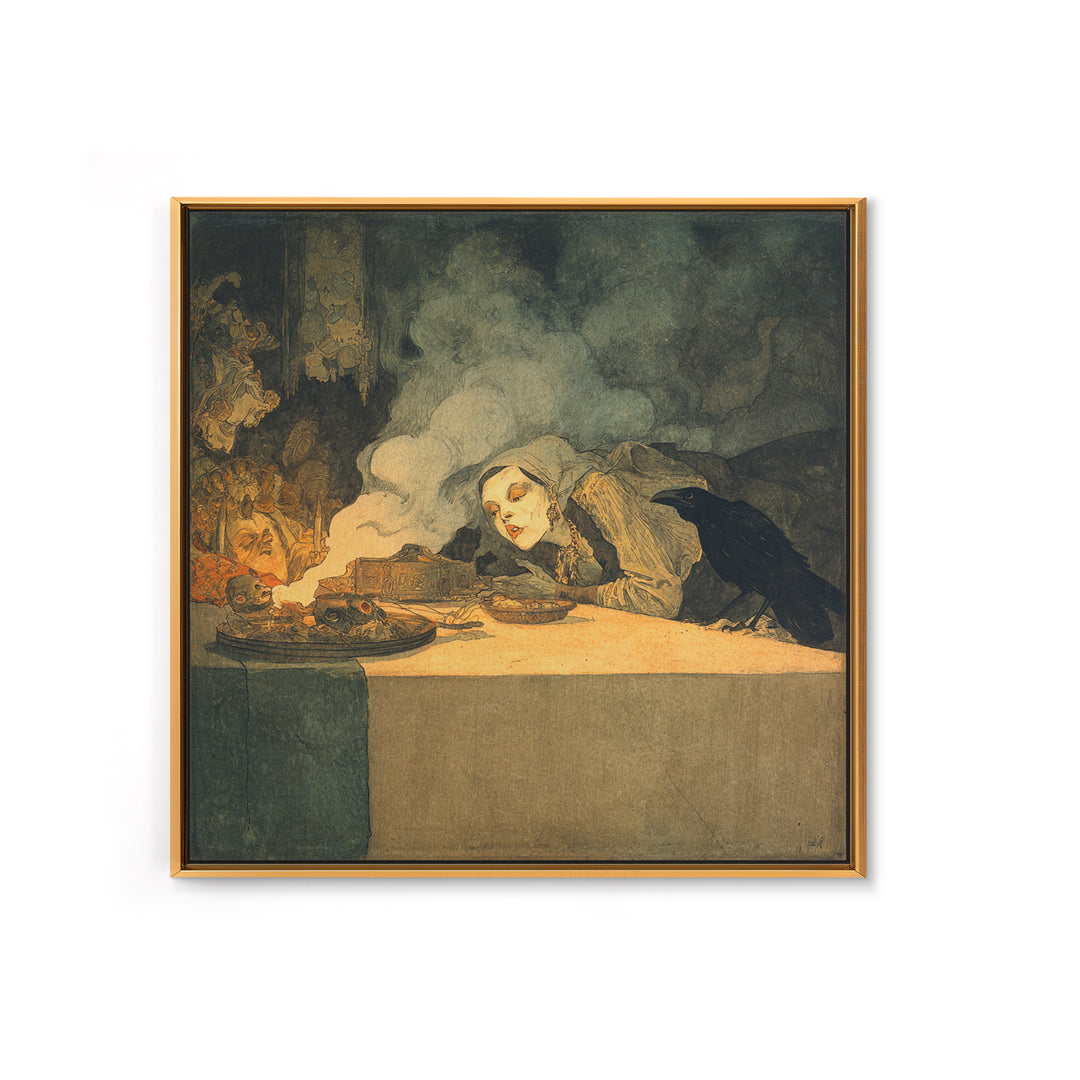 The Dream Eater, Symbolist Etching Art, Square Wall Art, Dark Fantasy Wall Art, Framed Canvas Print, Halloween Wall Art, Horror Wall Art