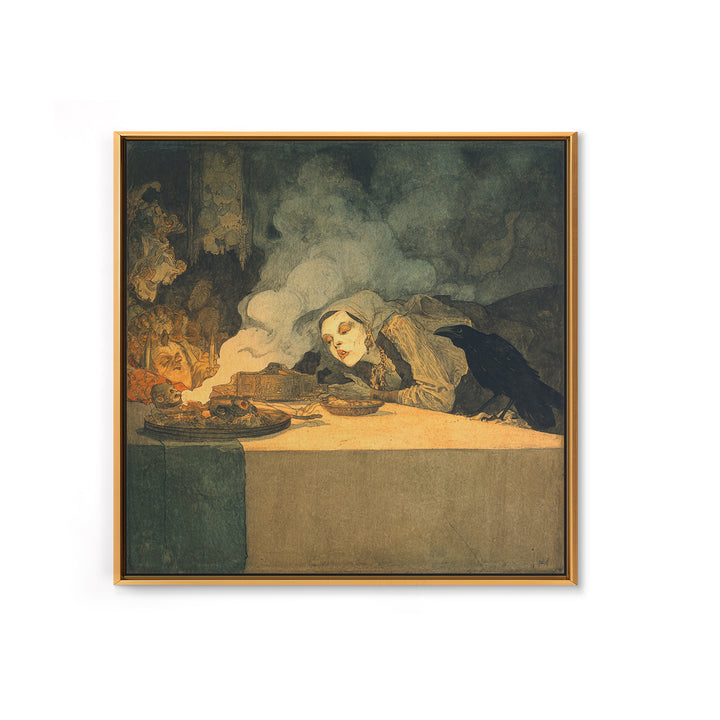 The Dream Eater, Symbolist Etching Art, Square Wall Art, Dark Fantasy Wall Art, Framed Canvas Print, Halloween Wall Art, Horror Wall Art