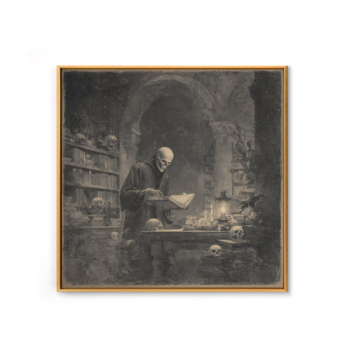The Crypt Librarian, Symbolist Dream Art, Square Wall Art, Dark Fantasy Wall Art, Canvas Print, Halloween Wall Art, Gothic Home Decor