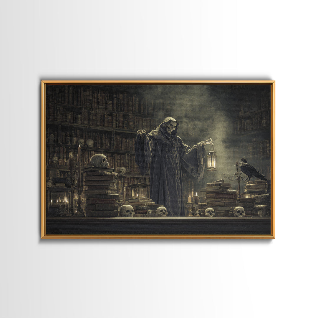 The Crypt Librarian, Symbolist Gothic Landscape, Landscape Wall Art, Gothic Horror Wall Art, Canvas Print, Halloween Wall Art