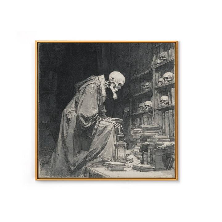 The Crypt Librarian, Decadent Gothic Art, Square Wall Art, Dark Fantasy Wall Art, Canvas Print, Halloween Wall Art, Halloween Decor