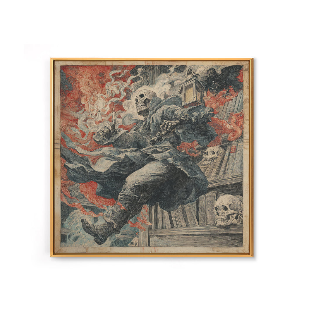 The Crypt Librarian, Grotesque Carnival Art, Square Wall Art, Dark Halloween Decor, Canvas Print, Halloween Wall Art, Statement Wall Art