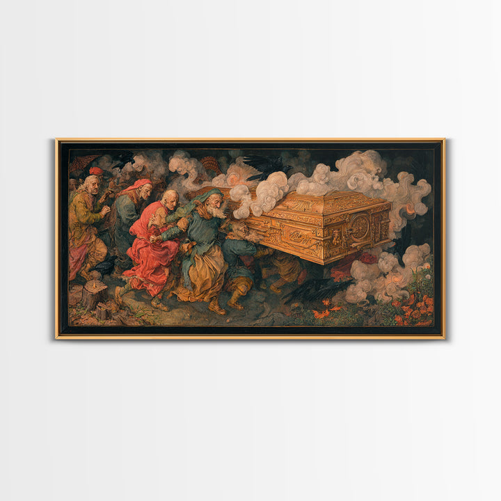 The Royal Coffin Maker, Northern Renaissance Horror, Wide Panoramic Art, Gothic Horror Wall Art, Framed Canvas Print