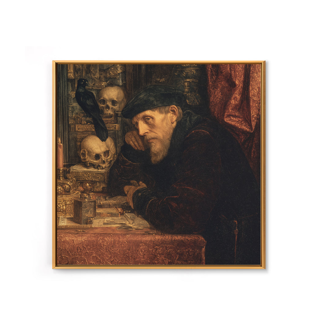 The Royal Coffin Maker, Danse Macabre Art, Square Wall Art, Dark Fantasy Wall Art, Framed Canvas Print, Halloween Decor