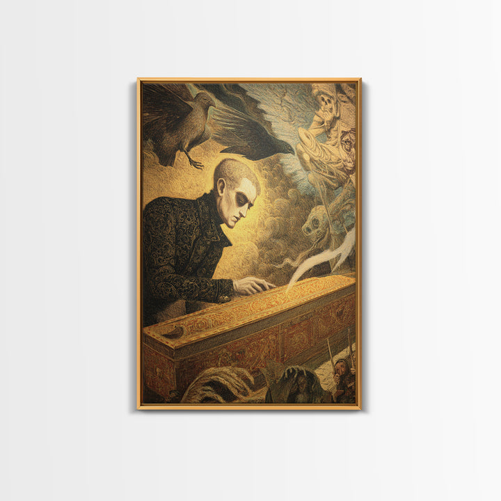 The Royal Coffin Maker, Visionary Gothic Art, Vertical Wall Art, Macabre Wall Art, Canvas Print, Halloween Wall Art, Horror Wall Art