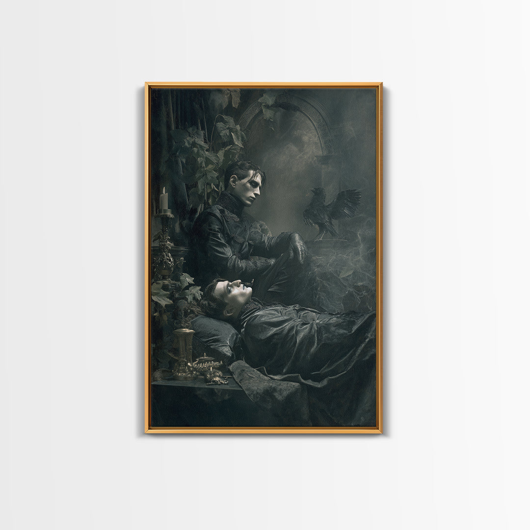 The Royal Coffin Maker, Dark Symbolist Art, Vertical Wall Art, Macabre Wall Art, Framed Canvas Print, Halloween Wall Art