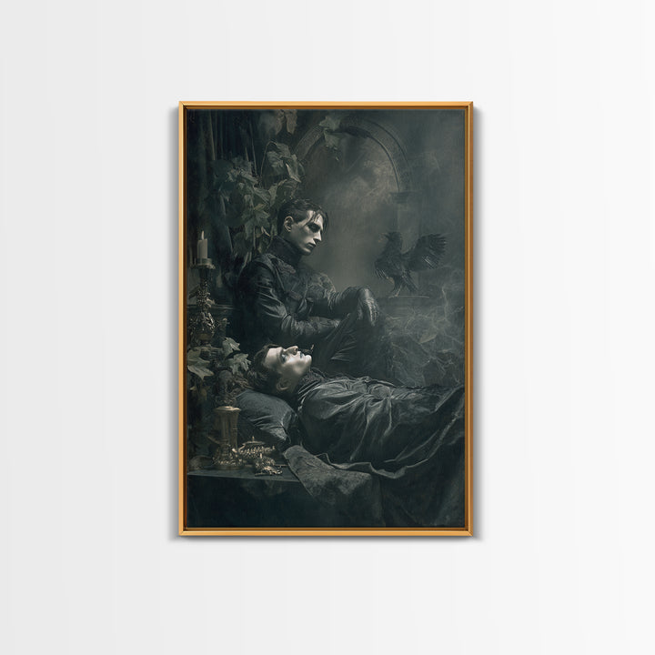 The Royal Coffin Maker, Dark Symbolist Art, Vertical Wall Art, Macabre Wall Art, Framed Canvas Print, Halloween Wall Art