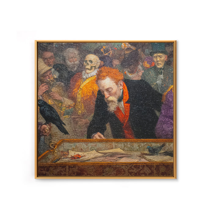 The Royal Coffin Maker, Grotesque Carnival Art, Square Wall Art, Dark Halloween Decor, Framed Canvas Print, Halloween Wall Art