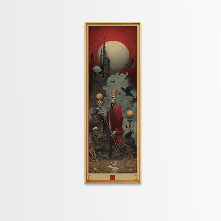 The Royal Coffin Maker, Surreal Apocalyptic Art, Tall Narrow Wall Art, Dark Fantasy Wall Art, Framed Canvas Print
