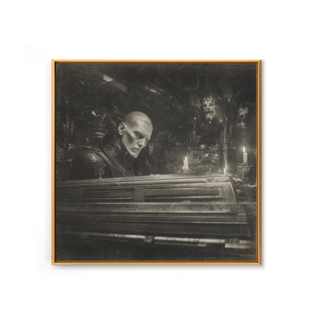 The Royal Coffin Maker, Biomechanical Horror Art, Square Wall Art, Gothic Horror Wall Art, Canvas Print, Halloween Wall Art