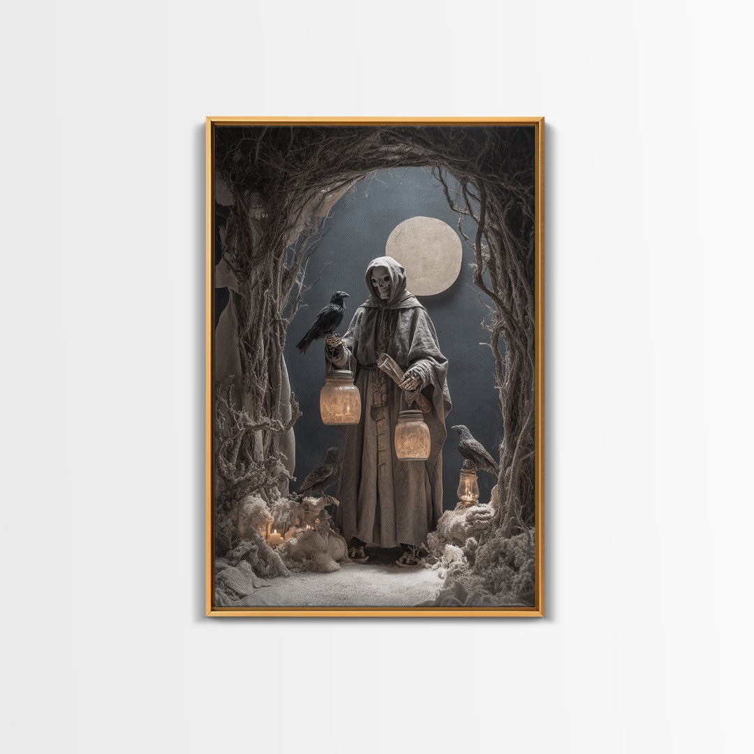 The Soul Collector, Danse Macabre Art, Vertical Wall Art, Dark Fantasy Wall Art, Framed Canvas Print, Halloween Wall Art