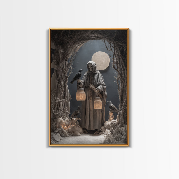 The Soul Collector, Danse Macabre Art, Vertical Wall Art, Dark Fantasy Wall Art, Framed Canvas Print, Halloween Wall Art
