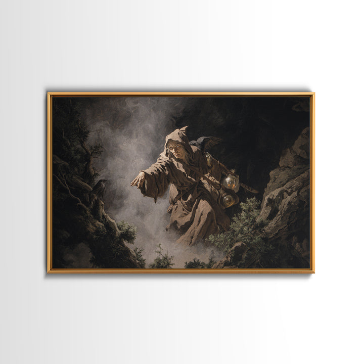 The Soul Collector, Baroque Witchcraft Art, Landscape Wall Art, Dark Halloween Decor, Framed Canvas Print, Halloween Wall Art
