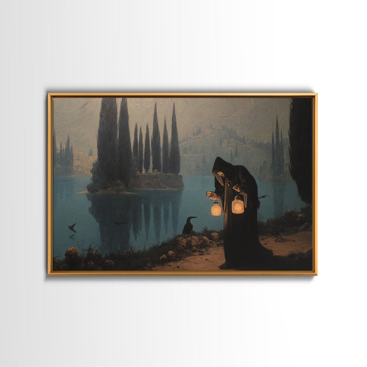 The Soul Collector, Symbolist Gothic Landscape, Landscape Wall Art, Macabre Wall Art, Framed Canvas Print, Halloween Wall Art