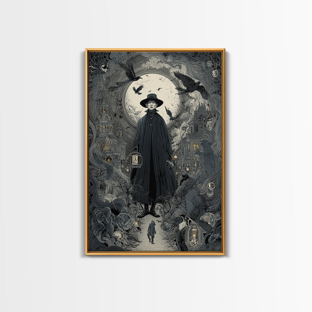 The Soul Collector, Victorian Macabre Art, Vertical Wall Art, Dark Fantasy Wall Art, Framed Canvas Print, Halloween Wall Art