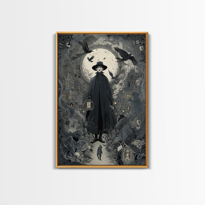 The Soul Collector, Victorian Macabre Art, Vertical Wall Art, Dark Fantasy Wall Art, Framed Canvas Print, Halloween Wall Art